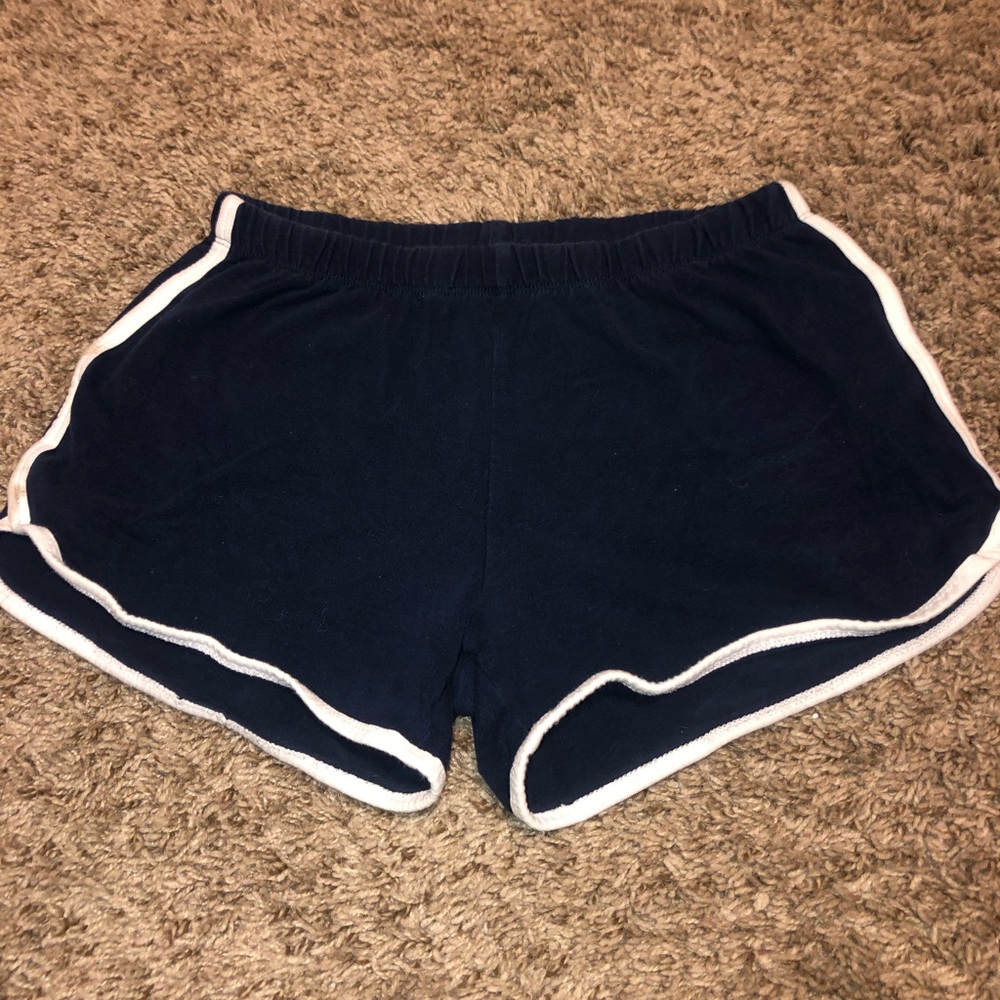 Navy shorts with white outline